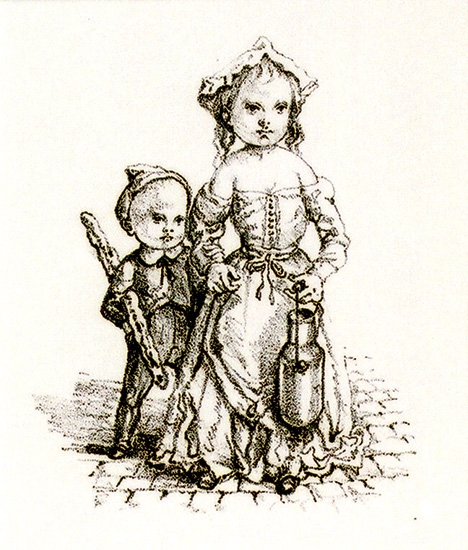 藤田嗣治、【Jeune fille aux pommes】、希少な額装用画集より 藤田