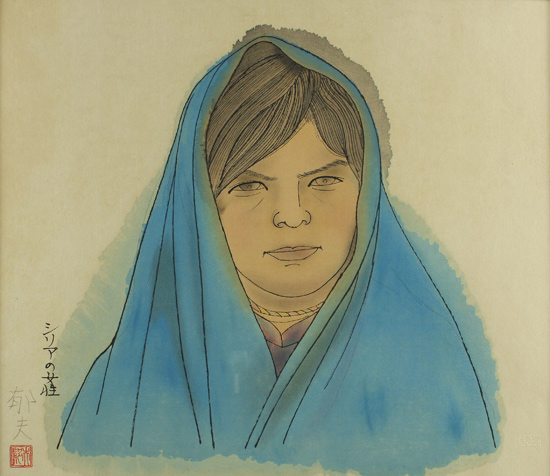 平山郁夫 【シルクロード・シリーズ シリアの女性】1978年 木版画 平山郁夫 【シルクロード・シリーズ シリアの女性】1978年 木